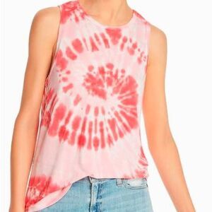 Aqua Hi-Low Tie-Dye Rayon Tank Top